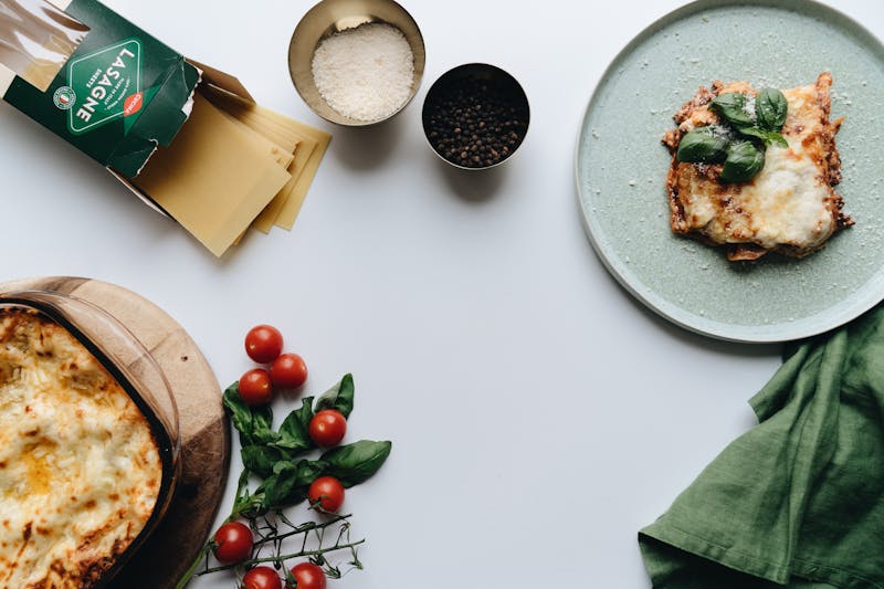 Mushroom and Spinach Lasagna layers with béchamel